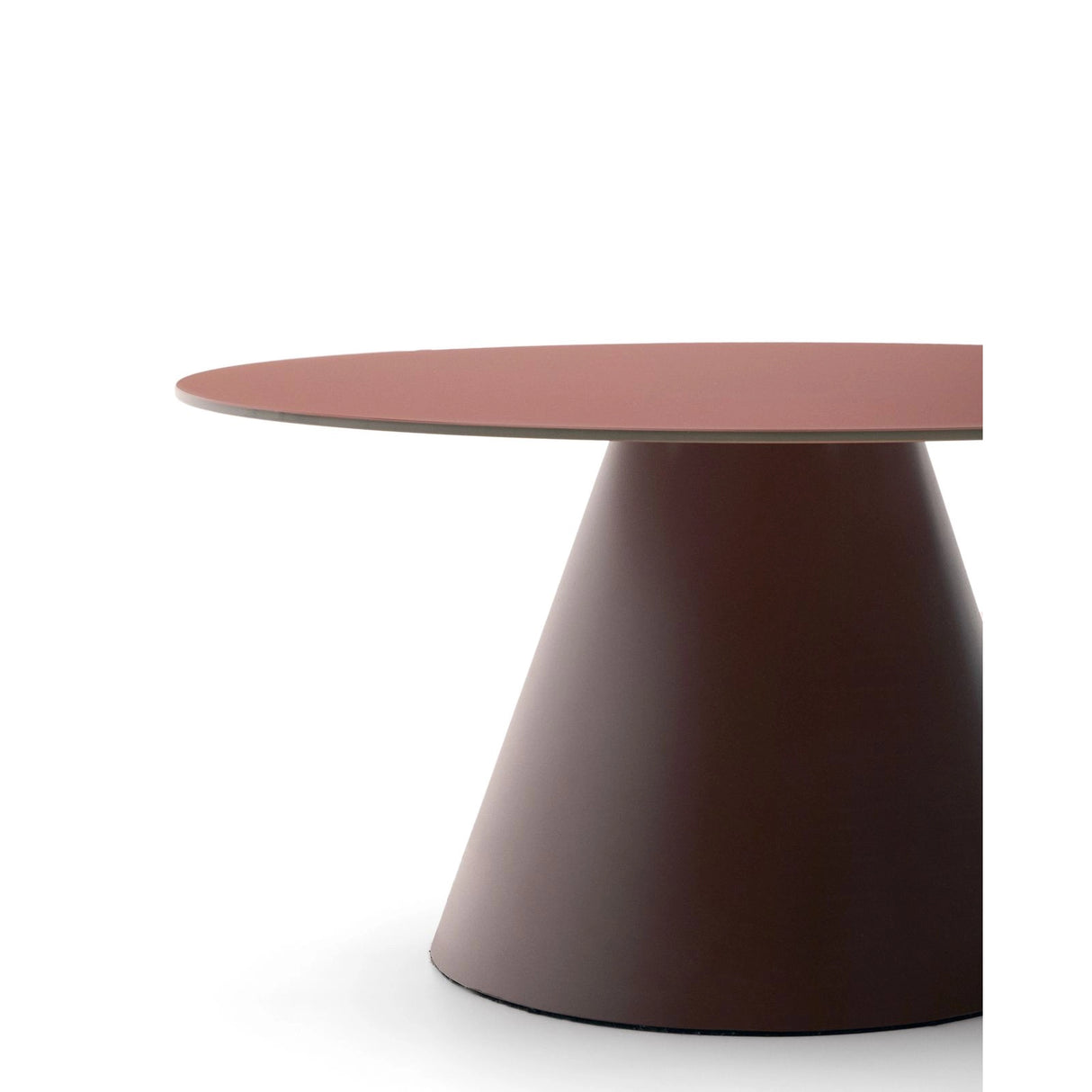 Wilshire Couchtisch aus gehärtetem Milchglas und Stahl matt terracottafarben lackiert Ø80 cm von Kave Home – Produktbild 5