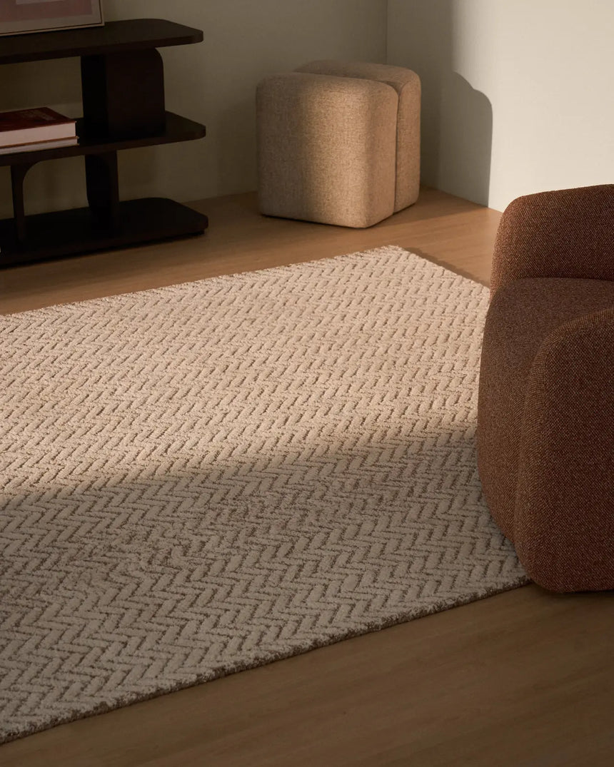 Wollteppich Calira mit Jacquard-Flechtmuster, beige, 230 x 160 cm von Kave Home – Bild 2