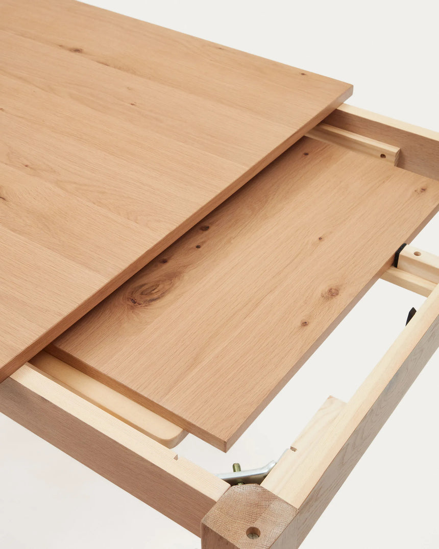 Yain Ausziehtisch aus Eichenfurnier und massiver Eiche 160 (220) x 80 cm von Kave Home – Produktbild 3
