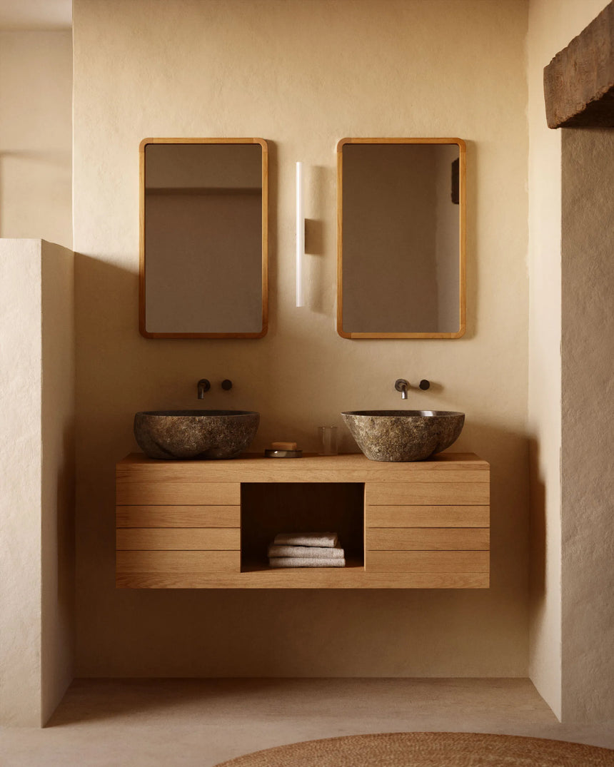Yenit Badezimmermöbel aus massivem Teakholz mit natürlichem Finish 120 x 45 cm von Kave Home – Produktbild 3