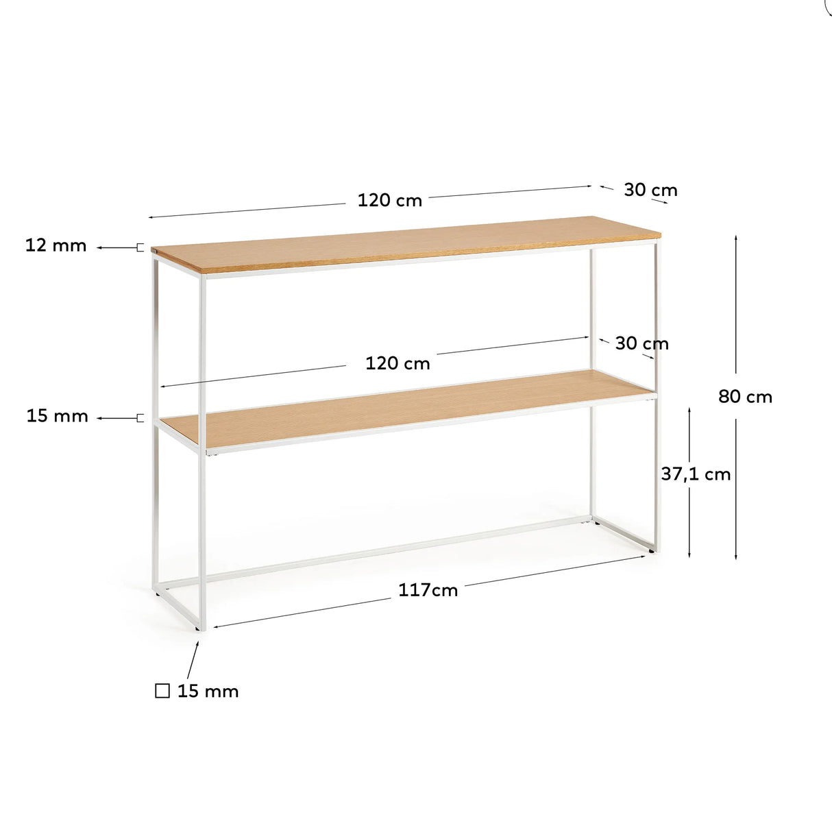 Yoana Konsolentisch aus Eichenfurnier und Metallgestell in Weiß 120 x 80 cm von Kave Home – Produktbild 3