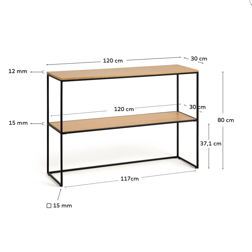 Yoana Konsolentisch aus Eichenfurnier und schwarz lackiertem Metallgestell 120 x 80 cm von Kave Home – Produktbild 4