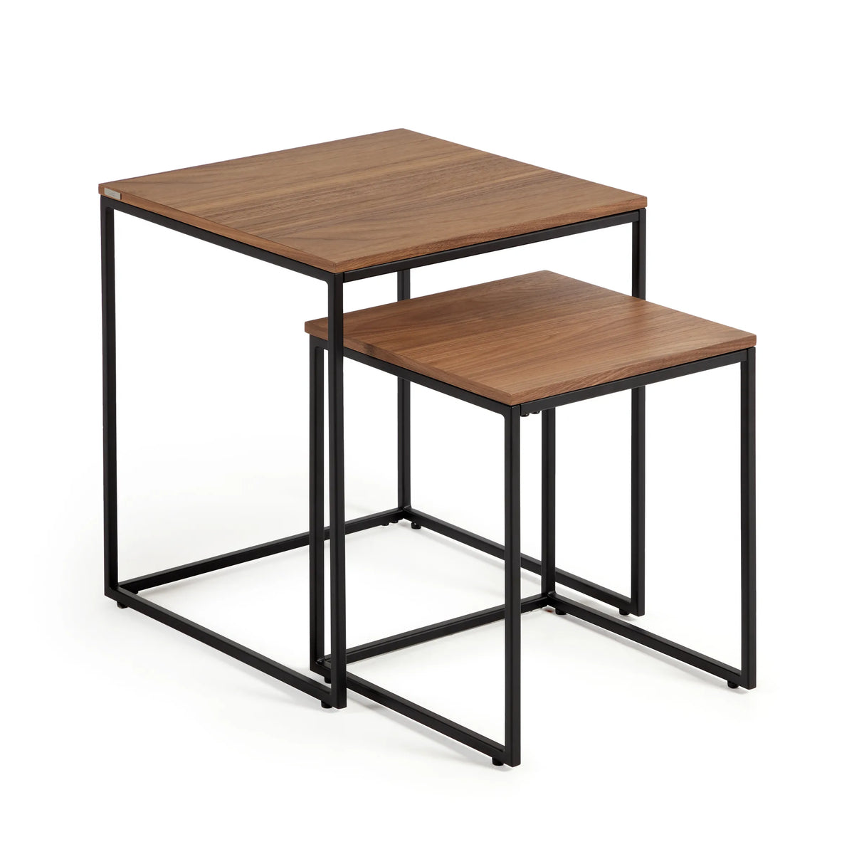 Yoana Set aus 2 Satzbeistelltischen in aus Nussholzfurnier und Metall schwarz lackiert von Kave Home – Produktbild 6