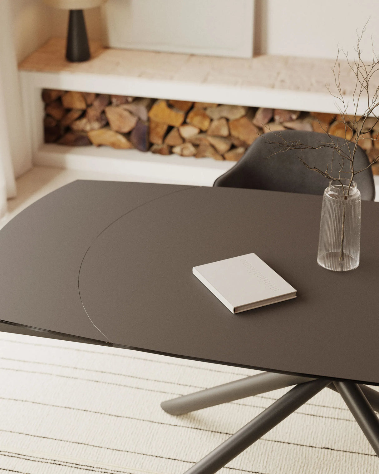 Yodalia Ausziehtisch aus Glas und Stahlbeine mit schwarzem Finish 130 (190) x 100 cm von Kave Home – Produktbild 5