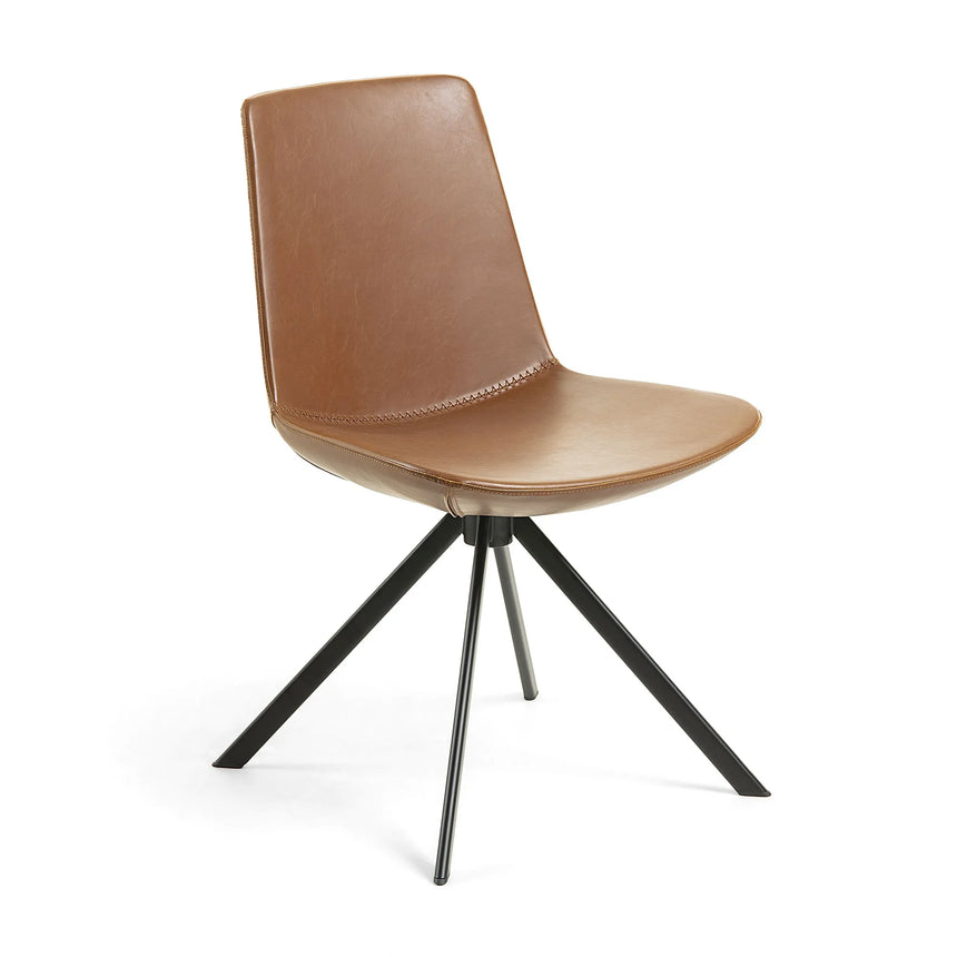 Zeva Stuhl braun und Stahl schwarz von Kave Home – Produktbild 1