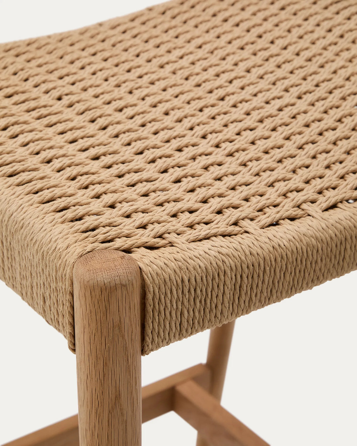 Analy Barhocker Rückenlehne massives Eichenholz mit verschiedenen Finishes und Seilsitzfläche 70 cm FSC 100% – Bild 3