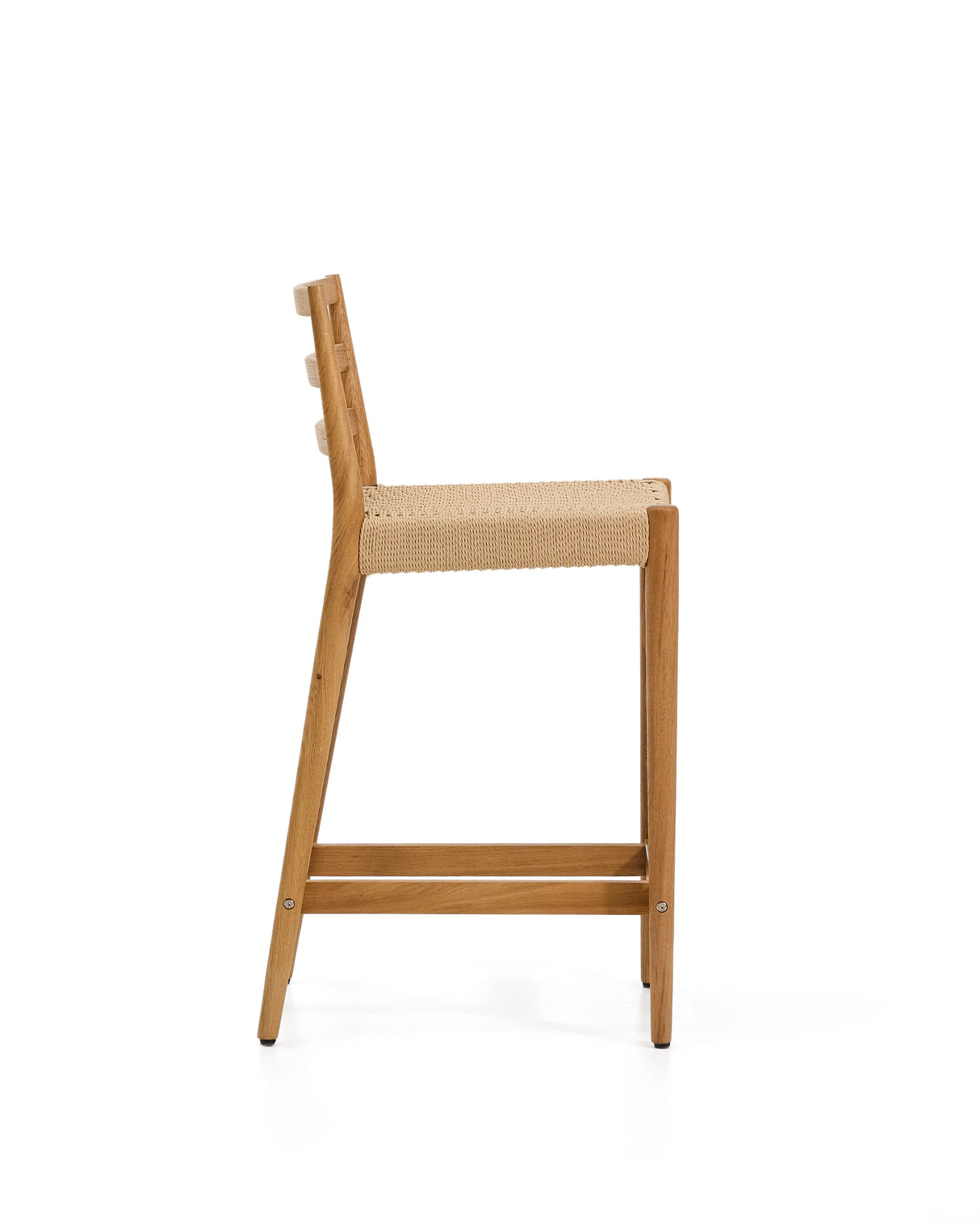 Analy Hocker Rückenlehne massives Eichenholz in verschiedenen Finishes Sitzfläche Seil 65 cm FSC 100 % – Bild 4