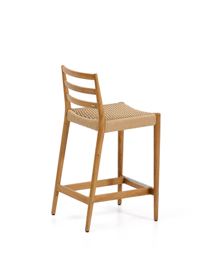Analy Hocker Rückenlehne massives Eichenholz in verschiedenen Finishes Sitzfläche Seil 65 cm FSC 100 % – Bild 5