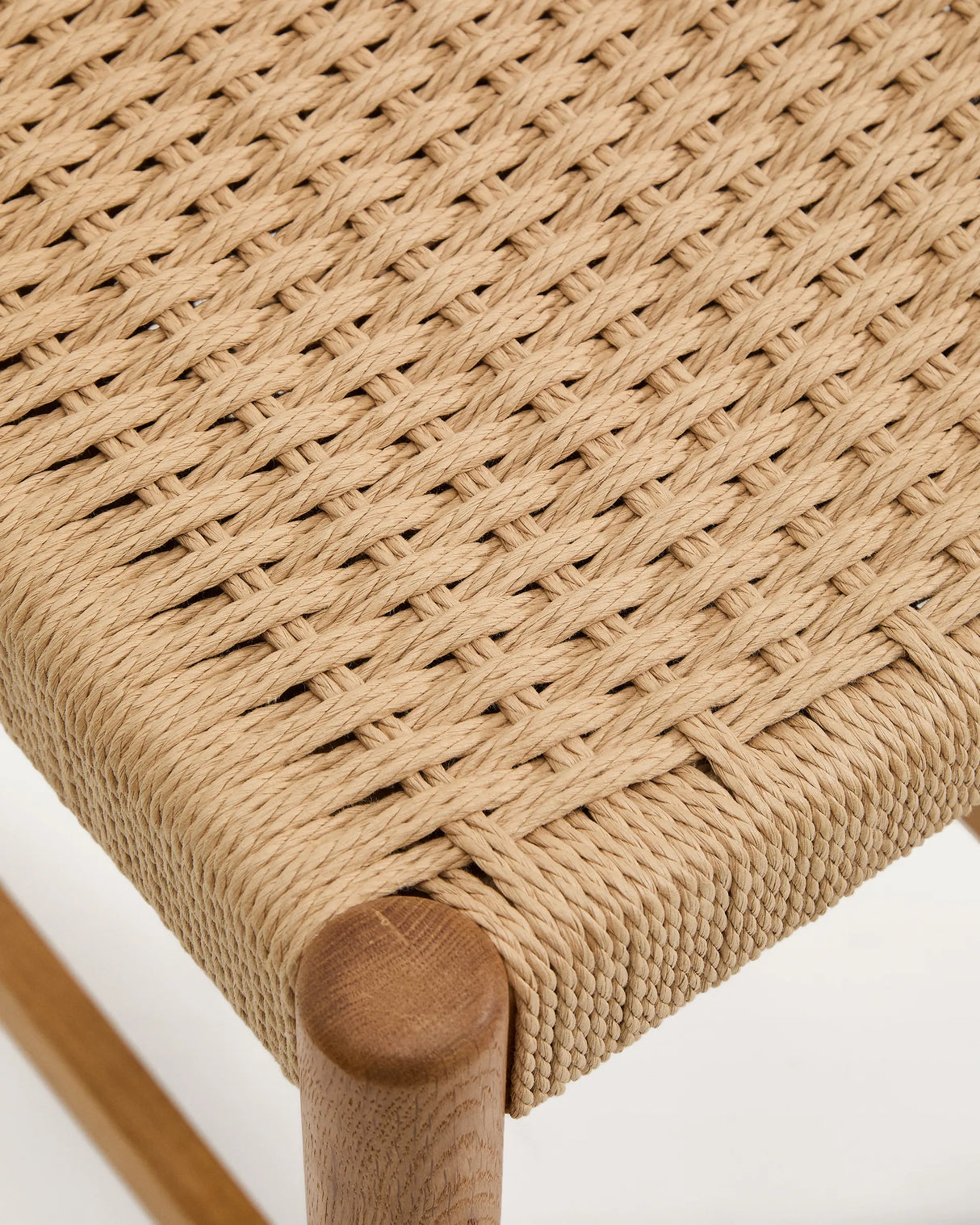 Analy Hocker Rückenlehne massives Eichenholz in verschiedenen Finishes Sitzfläche Seil 65 cm FSC 100 % – Bild 8