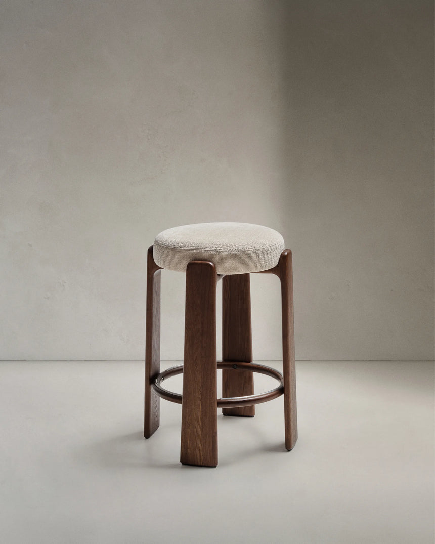 Hocker Granite aus Chenille und massivem Eschenholz in verschiedenen Farben, FSC 100%, 75 cm – Bild 1