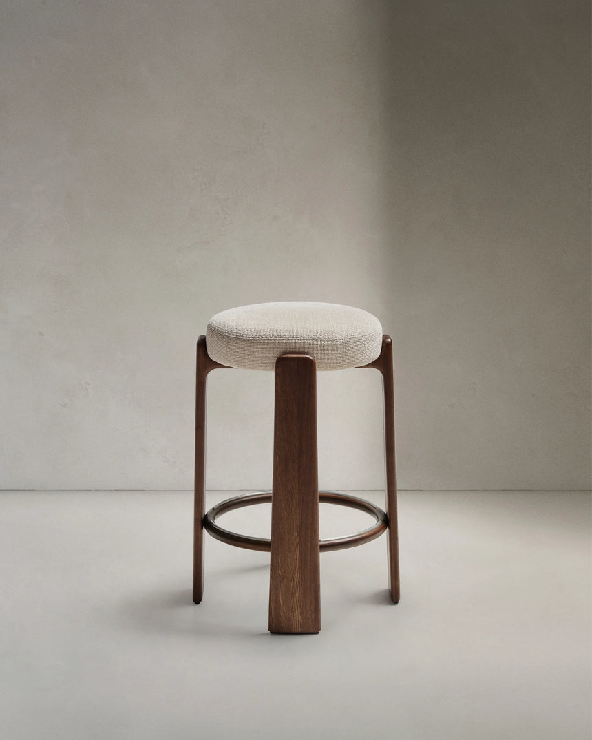 Hocker Granite aus Chenille und massivem Eschenholz in verschiedenen Farben, FSC 100%, 75 cm – Bild 4
