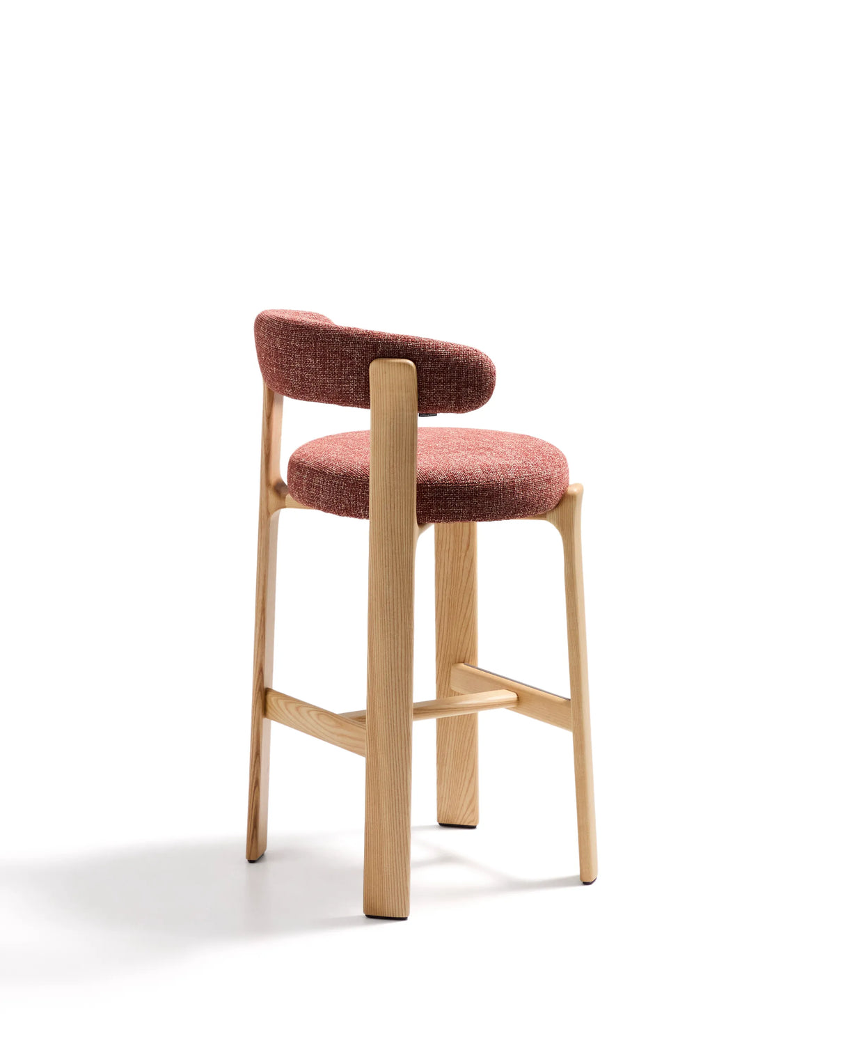 Hocker Granite aus terrakottafarbener Chenille und massivem Eschenholz mit naturfarbenem Finish, FSC 100%, 75 cm – Bild 6