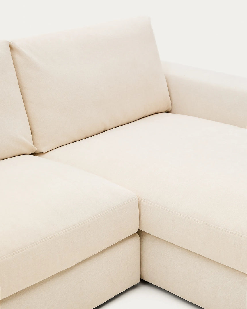 Modulares Sofa Alea für 3 Personen mit abnehmbarem Bezug aus Chenille mit Chaiselongue in Ecru, 220 cm – Bild 10