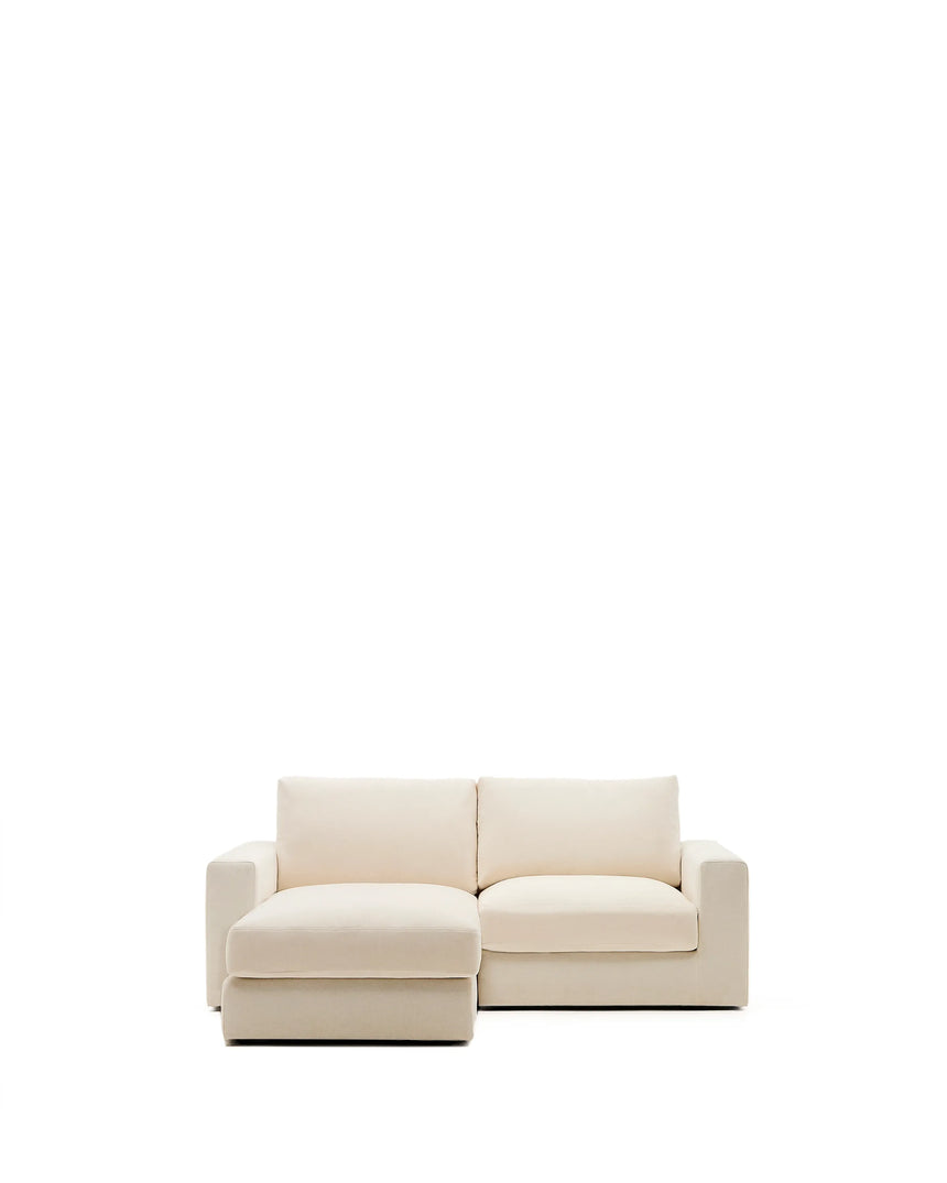 Modulares Sofa Alea für 3 Personen mit abnehmbarem Bezug aus Chenille mit Chaiselongue in Ecru, 220 cm – Bild 1