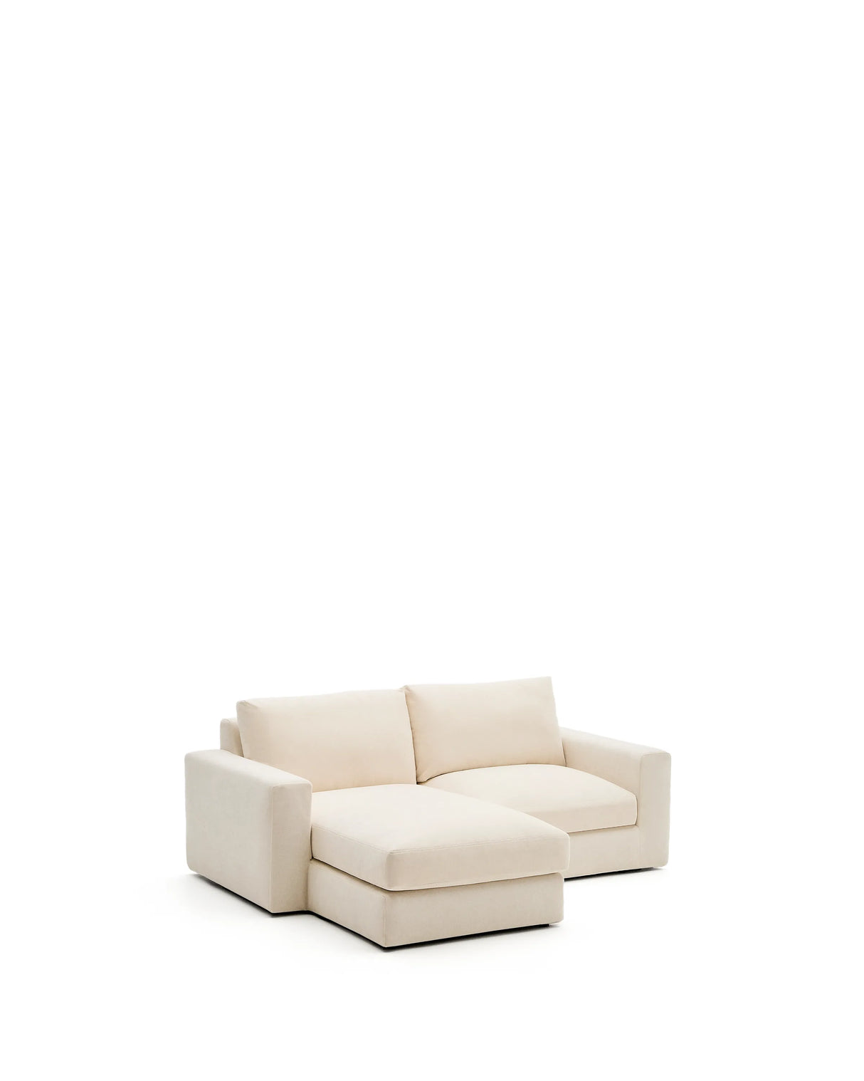 Modulares Sofa Alea für 3 Personen mit abnehmbarem Bezug aus Chenille mit Chaiselongue in Ecru, 220 cm – Bild 6
