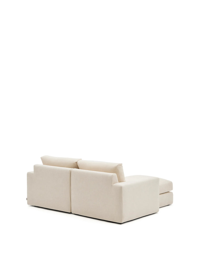 Modulares Sofa Alea für 3 Personen mit abnehmbarem Bezug aus Chenille mit Chaiselongue in Ecru, 220 cm – Bild 8