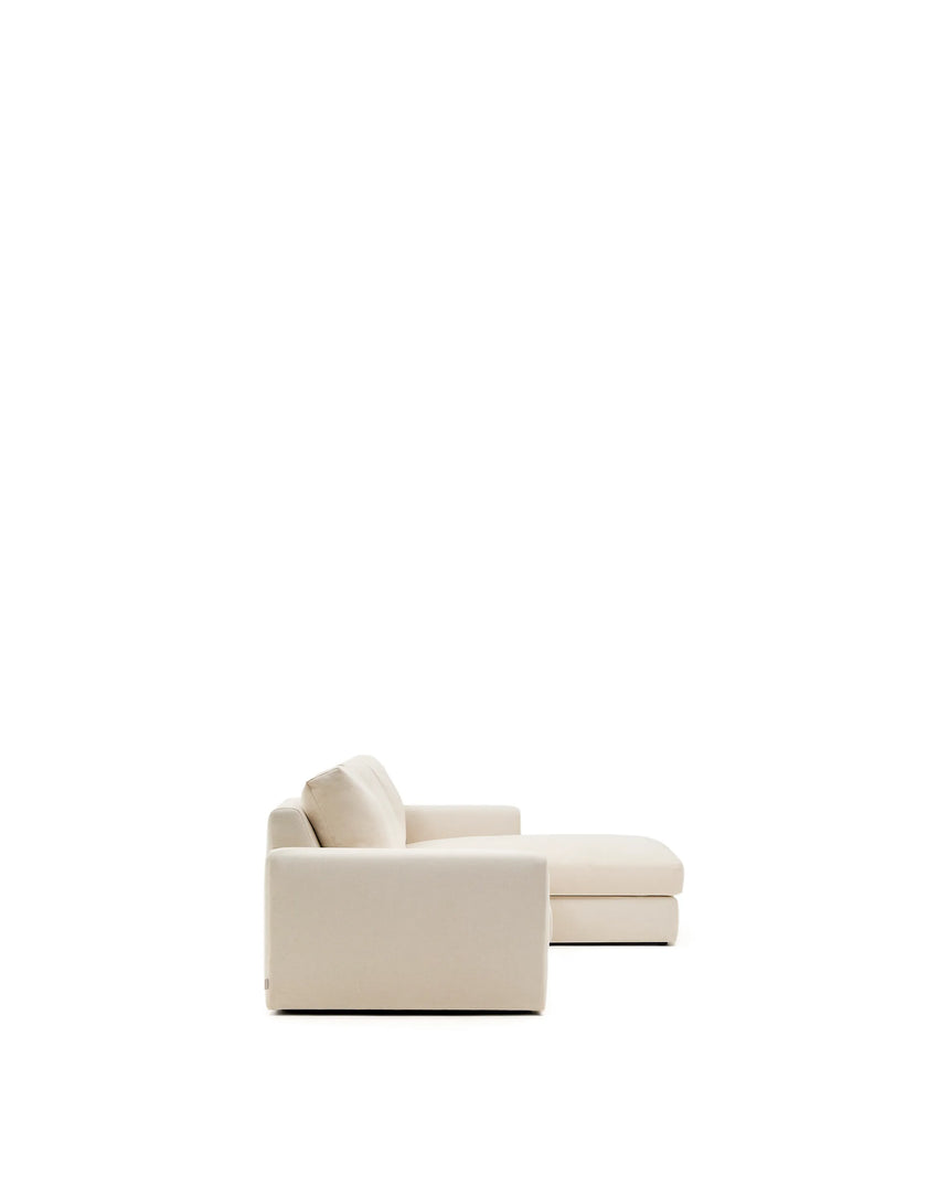 Modulares Sofa Alea für 4 Personen mit abnehmbarem Bezug aus Chenille mit Chaiselongue in Ecru, 310 cm – Bild 7