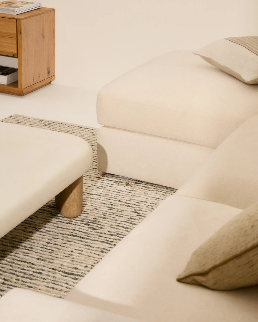 Modulares Sofa Alea für 4 Personen mit abnehmbarem Bezug aus Chenille mit Chaiselongue in Ecru, 310 cm – Bild 4