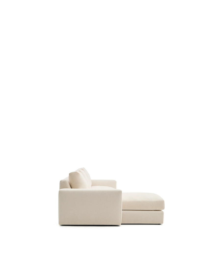 Modulares Sofa Alea für 4 Personen mit abnehmbarem Bezug aus Chenille mit Chaiselongue in Ecru, 310 cm – Bild 7