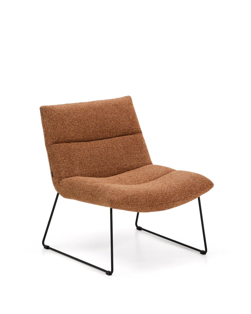 Sessel Asen in terrakottafarbener Chenille mit schwarzen Stahlbeinen FSC 100% – Bild 1