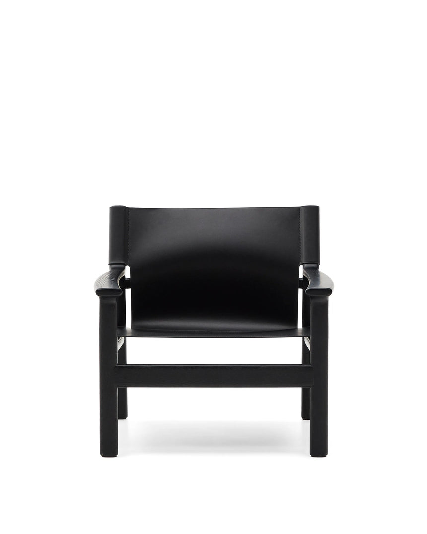 Sessel Jan aus recycelten Lederfasern in Schwarz und massivem Eschenholz FSC 100 % mit schwarzem Finish – Bild 8