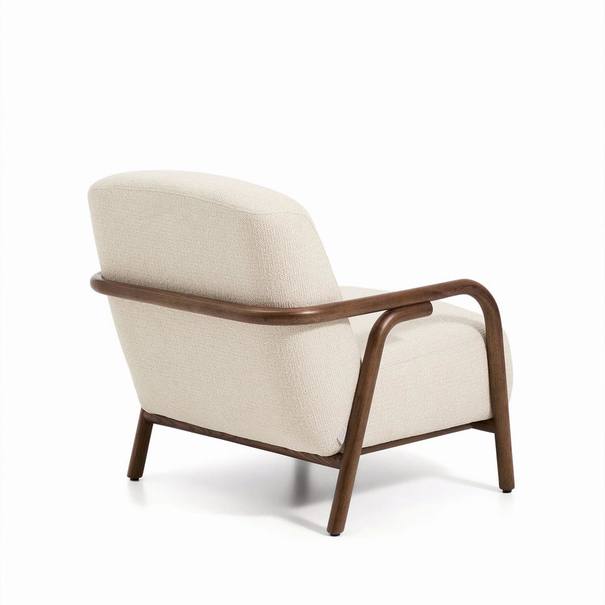 Sessel Sylo aus beiger Chenille und massivem Eschenholz mit nussbaumfarbenem Finish, FSC 100 % – Bild 11