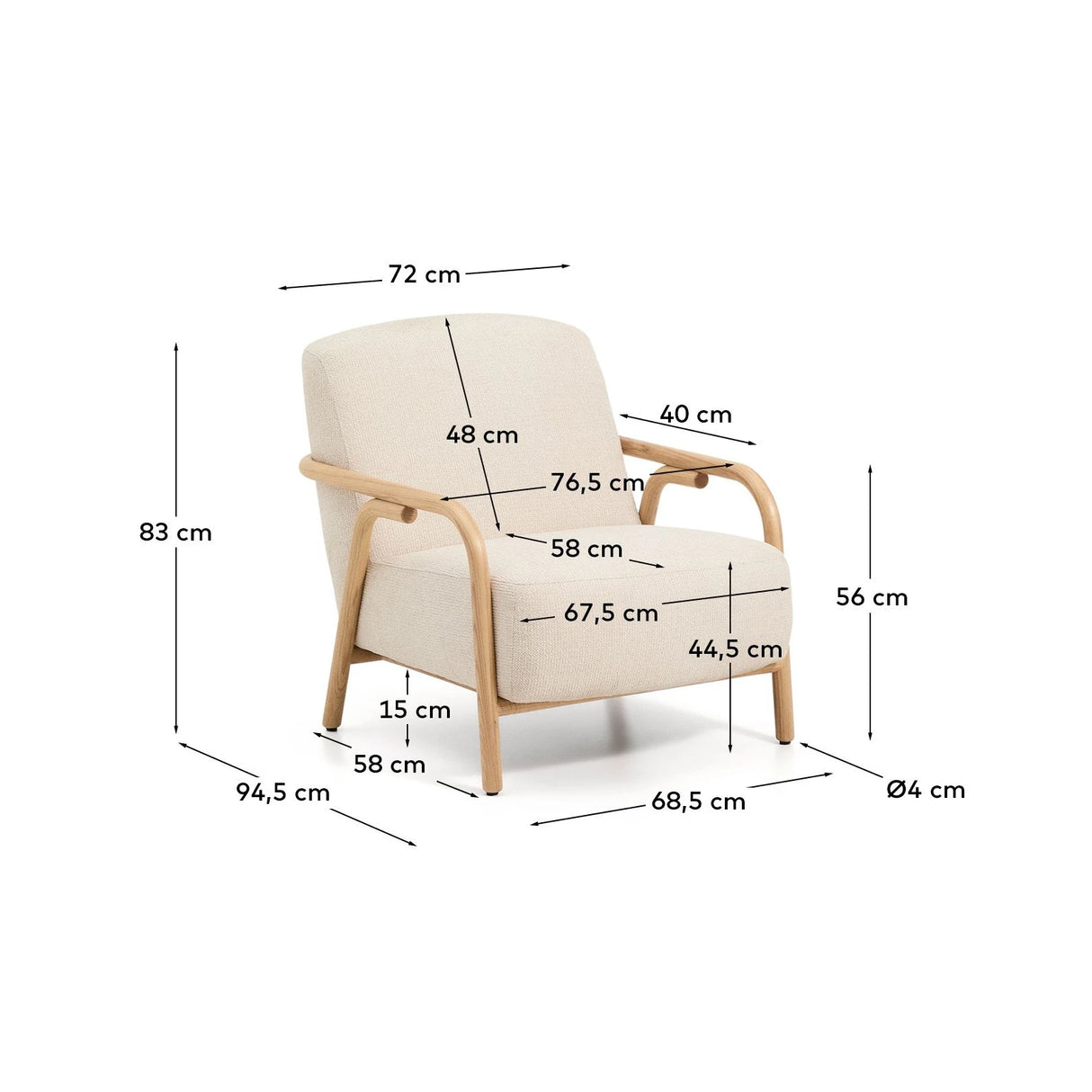 Sessel Sylo aus Chenille und massivem Eschenholz, FSC 100 % – Bild 4