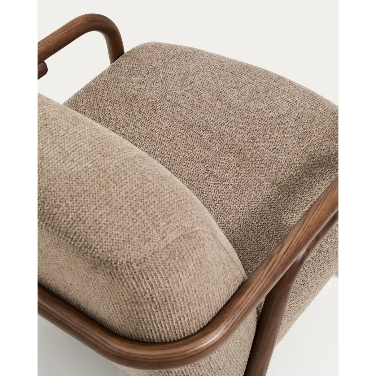 Sessel Sylo aus taupefarbener Chenille und massivem Eschenholz mit nussbaumfarbenem Finish, FSC 100 % – Bild 14