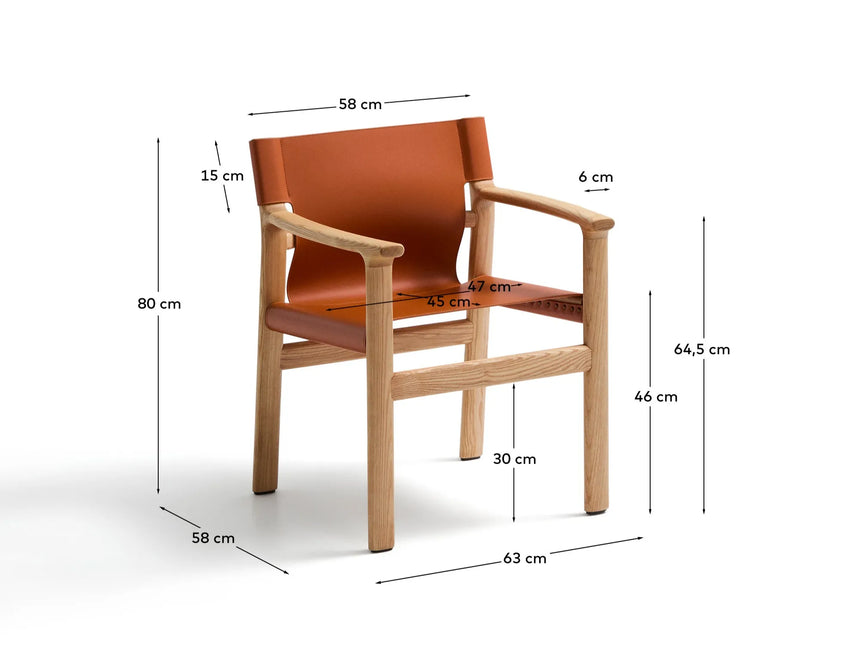 Stuhl Jan aus recycelten Lederfasern in Hellbraun und massivem Eschenholz FSC 100 % mit Finish in natürlichem Farbton – Bild 7