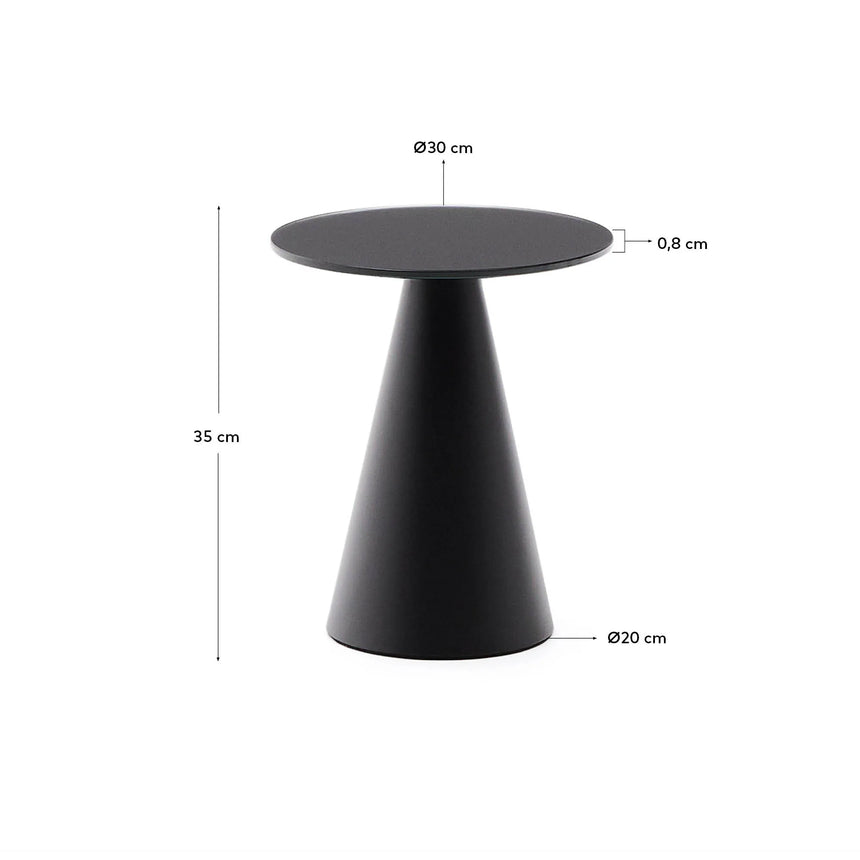 Wilshire Beistelltisch aus gehärtetem Milchglas und Stahl Ø30 cm – Bild 3
