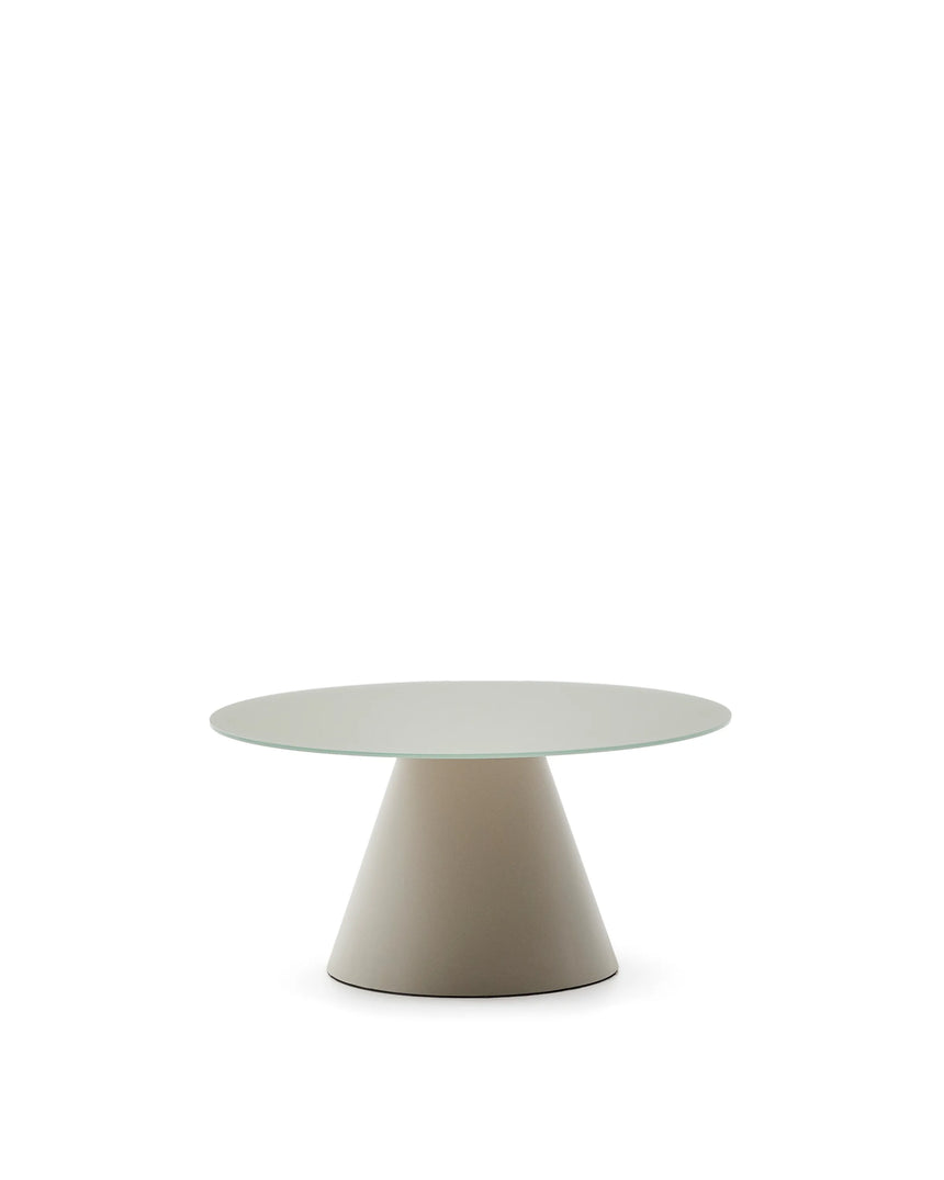 Wilshire Couchtisch aus gehärtetem Glas und Metall matt grau lackiert Ø 80 cm – Bild 6