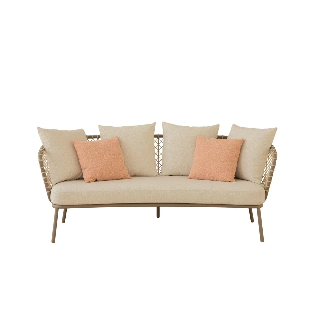 2-Sitzer Gartensofa Canar aus Aluminium und geflochtenem Seil Beige 201x88x80 - ZEN ZONE Furniture