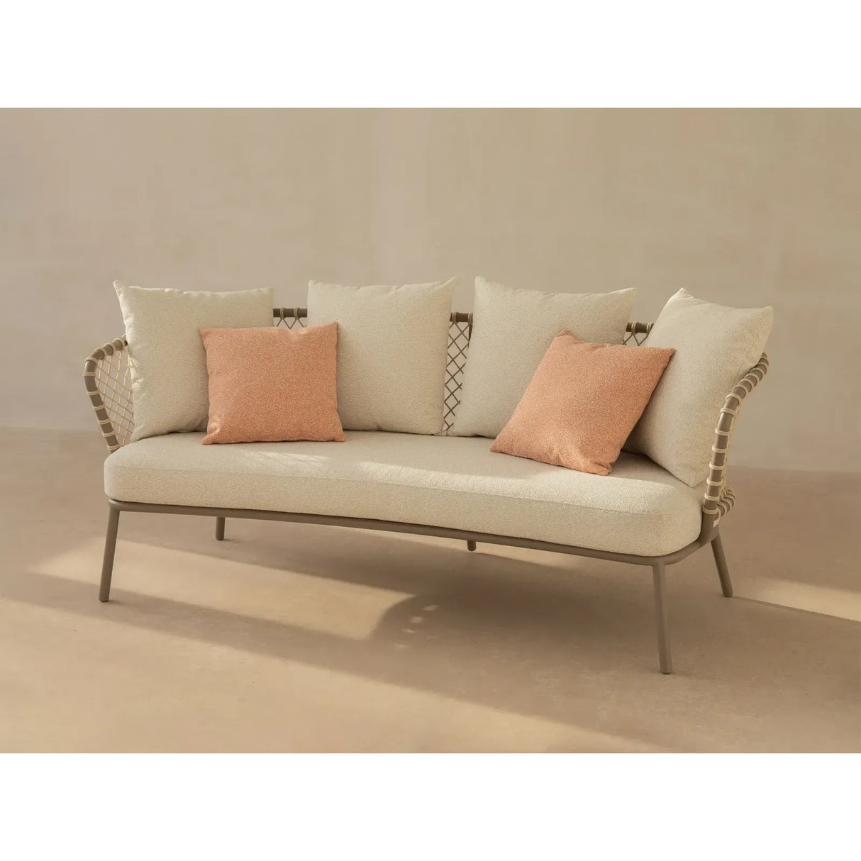 2-Sitzer Gartensofa Canar aus Aluminium und geflochtenem Seil Beige 201x88x80 - ZEN ZONE Furniture