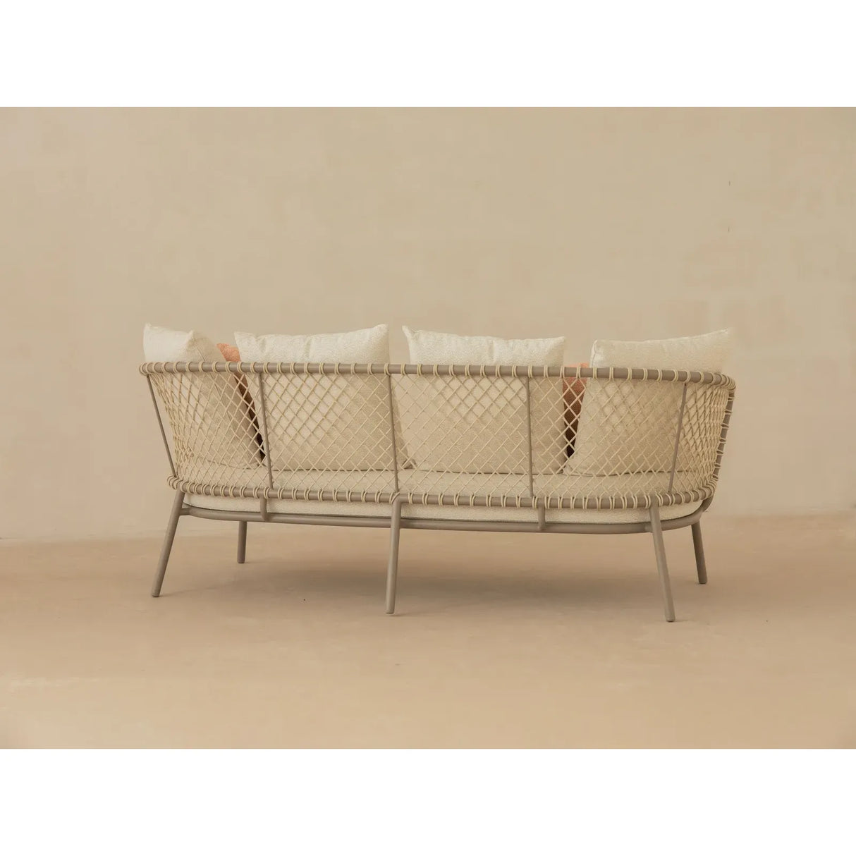 2-Sitzer Gartensofa Canar aus Aluminium und geflochtenem Seil Beige 201x88x80 - ZEN ZONE Furniture