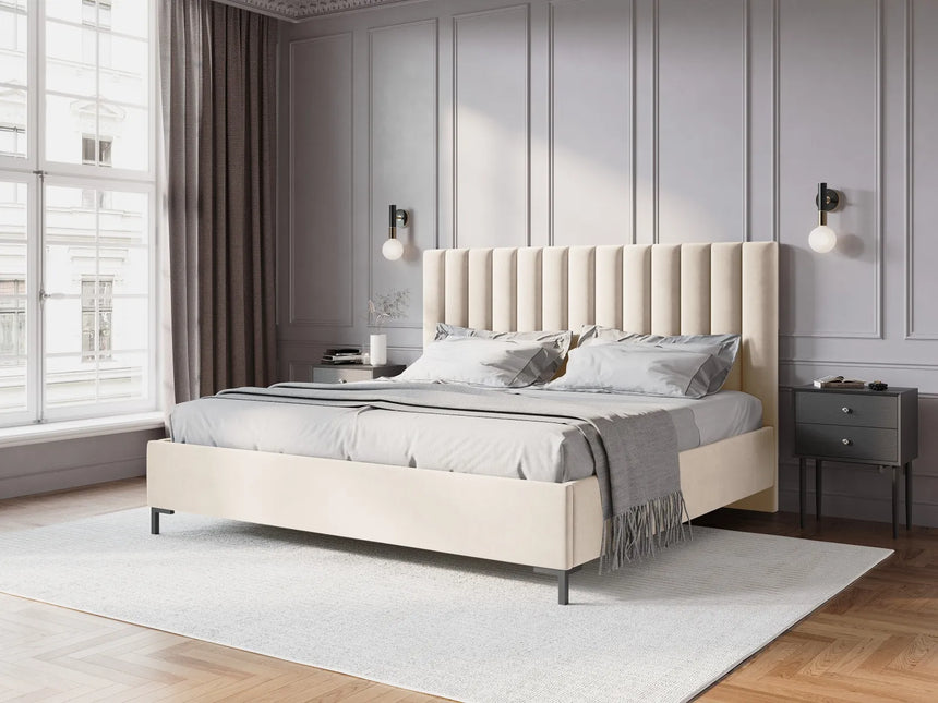 Allison Bett aus Samt in Leichtes Beige (Bluvel 22), für Matratzengrösse 180x200 cm von Micadoni – Bild 2