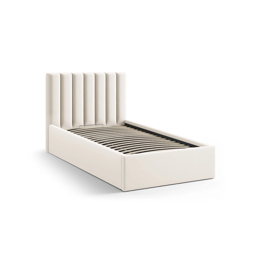 Allison Bett mit Kopfteil und Stauraum aus Samt in Leichtes Beige (Bluvel 22), 90x200 cm von Micadoni – Bild 4