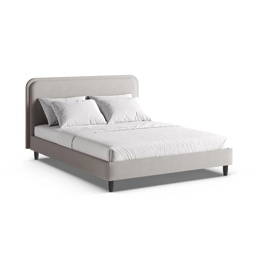Aveline Bett mit Kopfteil aus Strukturierter Stoff in Dunkelgrau (Wind 89), 180x200 cm von Micadoni – Bild 1
