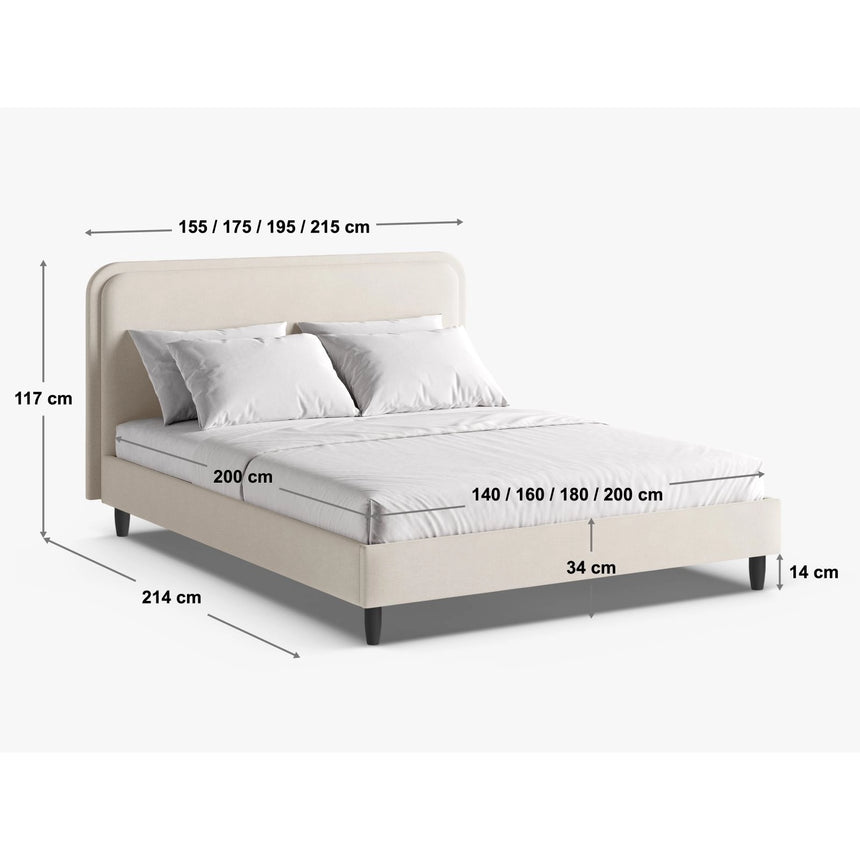 Aveline Bett mit Kopfteil aus Strukturierter Stoff in Hellgrau (Wind 84), 140x200 cm von Micadoni – Bild 4