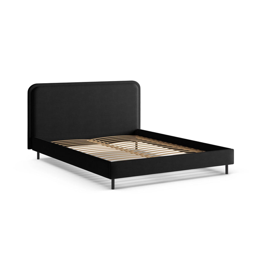 Aveline Bett mit Kopfteil aus Strukturierter Stoff in Schwarz (Wind 99), 160x200 cm von Micadoni – Bild 6