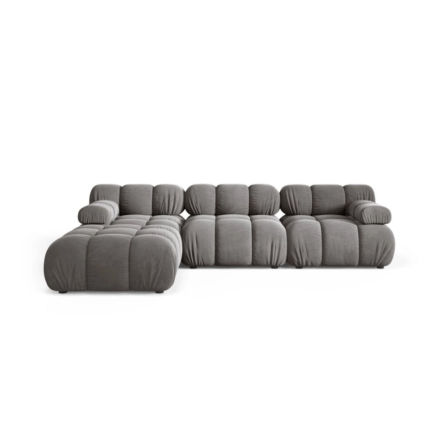 Bellis Modulares 4-Sitzer Ecksofa aus Samt in Hellgrau (Bluvel 13), 282x188 cm von Micadoni – Bild 1