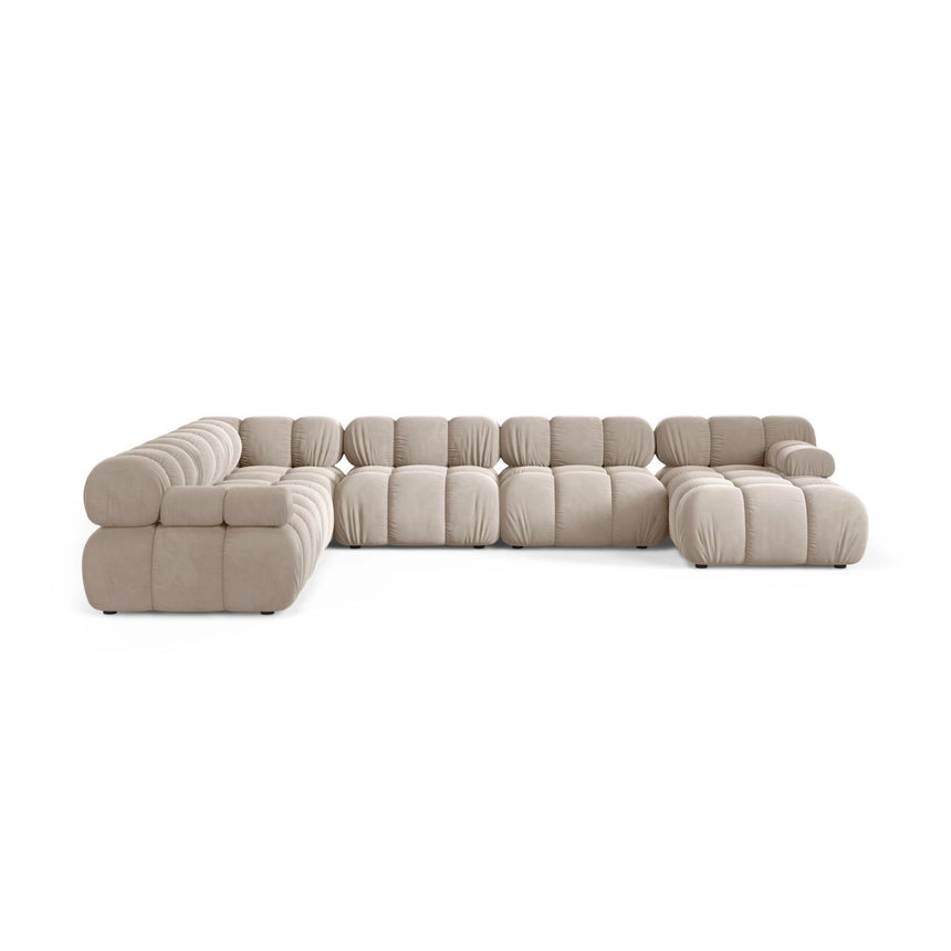 Bellis Modulares 8-Sitzer Panoramasofa, Linke Seite, aus Samt in Dunkelbeige (Bluvel 30), 376x282 cm von Micadoni – Bild 2