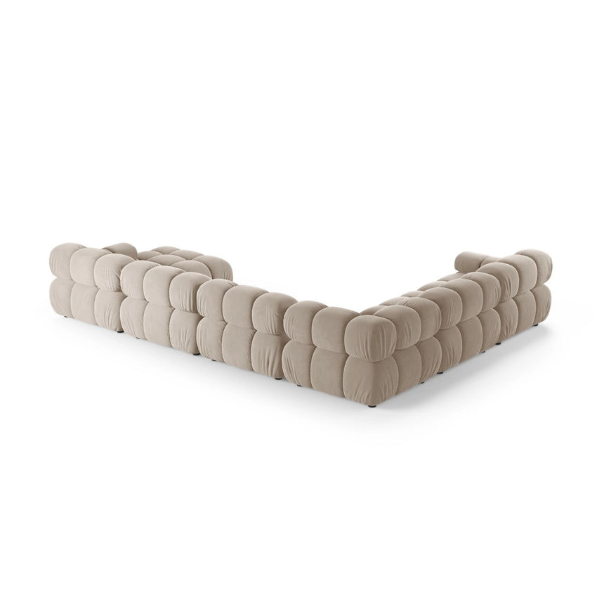 Bellis Modulares 8-Sitzer Panoramasofa, Linke Seite, aus Samt in Dunkelbeige (Bluvel 30), 376x282 cm von Micadoni – Bild 3