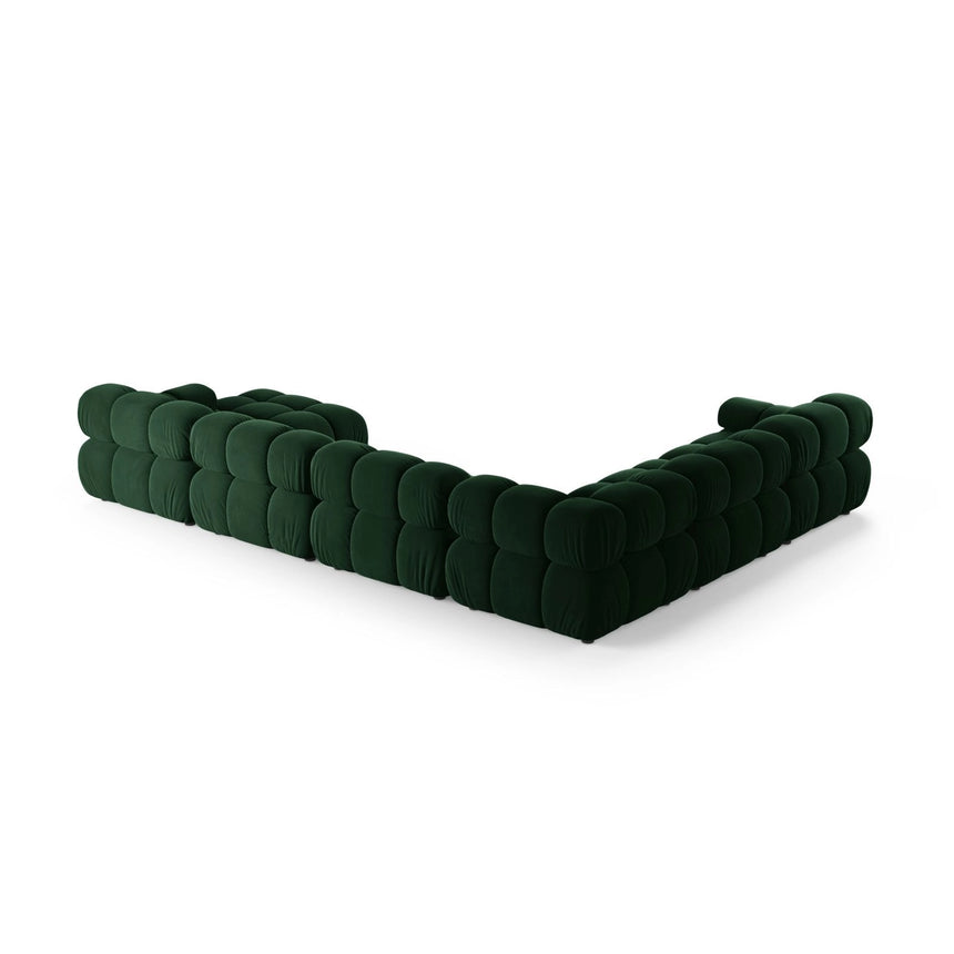 Bellis Modulares 8-Sitzer Panoramasofa, Linke Seite, aus Samt in Flaschengrün (Bluvel 78), 376x282 cm von Micadoni – Bild 3