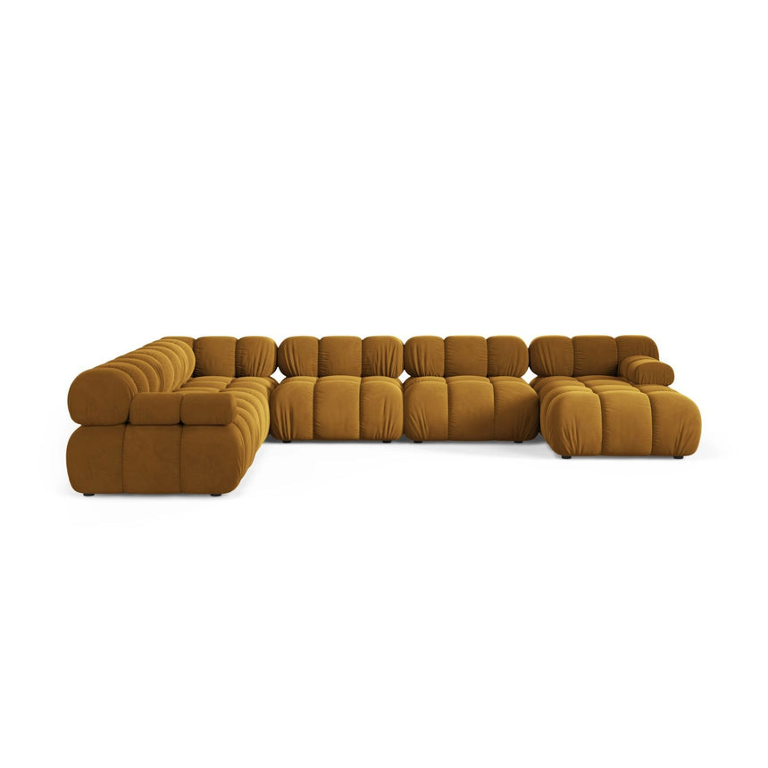 Bellis Modulares 8-Sitzer Panoramasofa, Linke Seite, aus Samt in Gelb (Bluvel 68), 376x282 cm von Micadoni – Bild 2