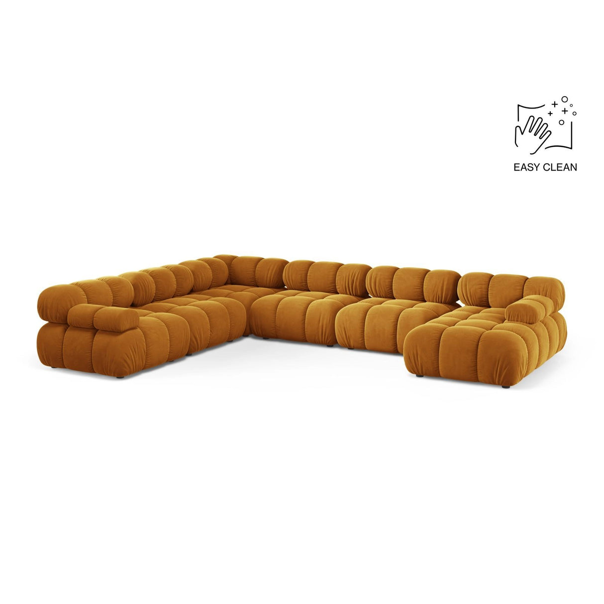 Bellis Modulares 8-Sitzer Panoramasofa, Linke Seite, aus Samt in Gelb (Venus 2917), 376x282 cm von Micadoni – Bild 1