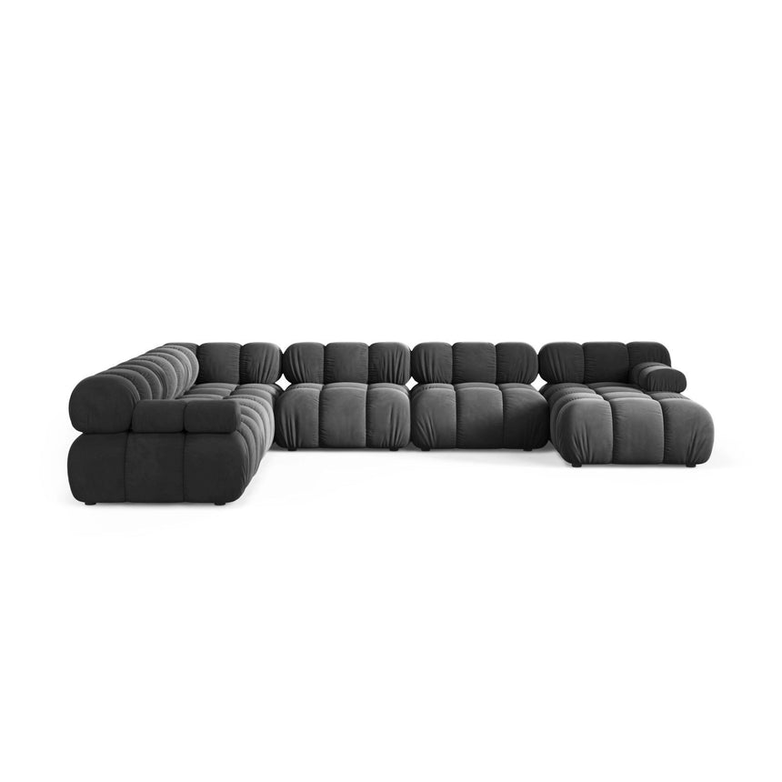 Bellis Modulares 8-Sitzer Panoramasofa, Linke Seite, aus Samt in Grau (Venus 2930), 376x282 cm von Micadoni – Bild 2