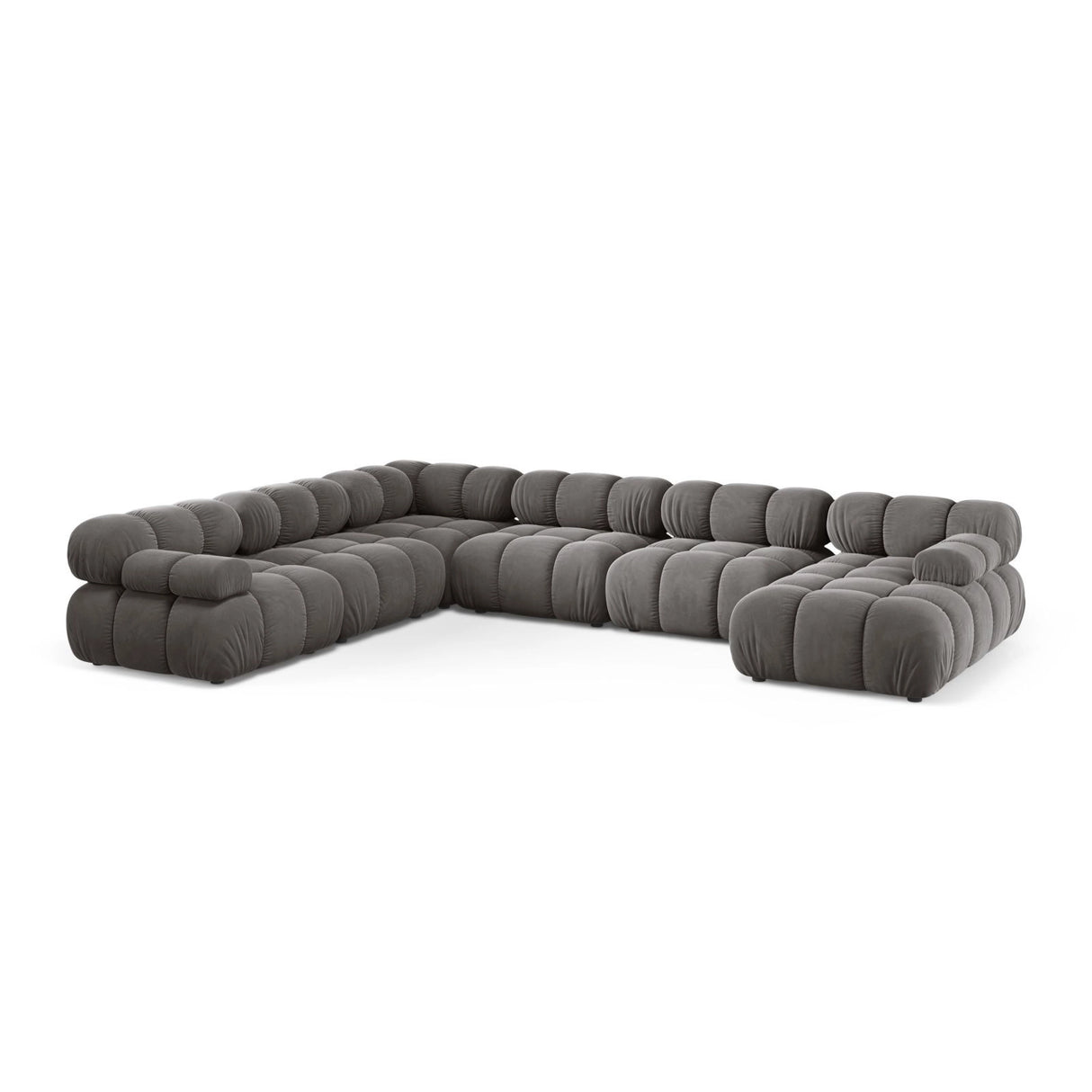 Bellis Modulares 8-Sitzer Panoramasofa, Linke Seite, aus Samt in Hellgrau (Bluvel 13), 376x282 cm von Micadoni – Bild 1