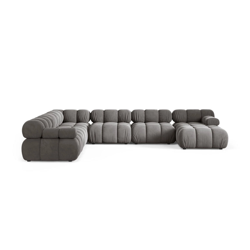 Bellis Modulares 8-Sitzer Panoramasofa, Linke Seite, aus Samt in Hellgrau (Bluvel 13), 376x282 cm von Micadoni – Bild 2
