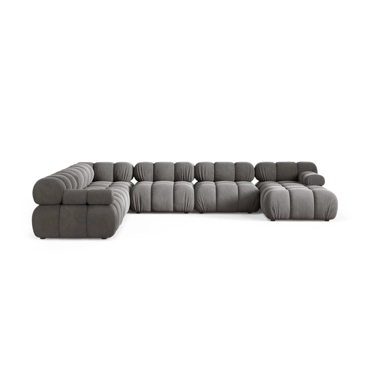 Bellis Modulares 8-Sitzer Panoramasofa, Linke Seite, aus Samt in Hellgrau (Bluvel 13), 376x282 cm von Micadoni – Bild 2