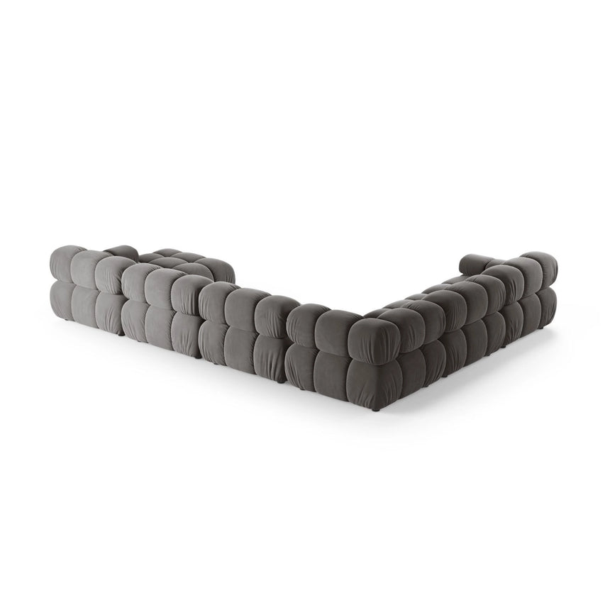 Bellis Modulares 8-Sitzer Panoramasofa, Linke Seite, aus Samt in Hellgrau (Bluvel 13), 376x282 cm von Micadoni – Bild 3